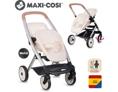 Smoby Športový kočík pre bábiky dvojčatá Maxi Cosi béžový