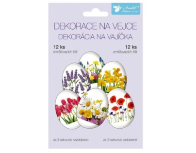 Anděl Zmršťovacia dekorácie na vajcia jarné kvety 12 ks