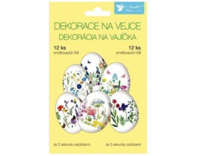 Anděl Zmršťovacia dekorácie na vajcia jemné kvetiny, 12 ks