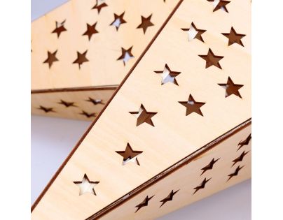 Solight LED drevená vianočná hviezda, závesná, časovač, 65cm, 20x LED, 2x AA