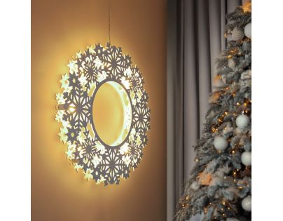 Solight LED drevený vianočný veniec, 10x LED, biela, 30cm, časovač, 2x AA