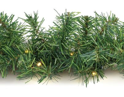 Solight LED vianočná girlanda s ihličím, 5m, 80x LED, časovač, 3xAA, IP44