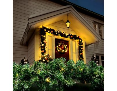 Solight LED vianočná girlanda s ihličím, 5m, 80x LED, časovač, 3xAA, IP44