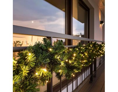 Solight LED vianočná girlanda s ihličím, 5m, 80x LED, časovač, 3xAA, IP44