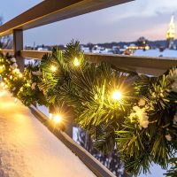 Solight LED vianočná girlanda s ihličím, 5m, 80x LED, časovač, 3xAA, IP44 4