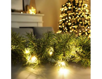 Solight LED vianočná girlanda s ihličím, 7m, 112x LED, časovač, 230V, IP44