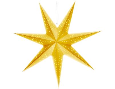 Solight LED vianočná hviezda zlatá, závesná, časovač, 60cm, 20x LED, 2x AA