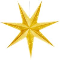 Solight LED vianočná hviezda zlatá, závesná, časovač, 60cm, 20x LED, 2x AA