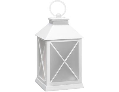 Solight LED vianočný lampáš biely, 20cm, časovač, 2x AA