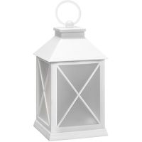 Solight LED vianočný lampáš biely, 20cm, časovač, 2x AA