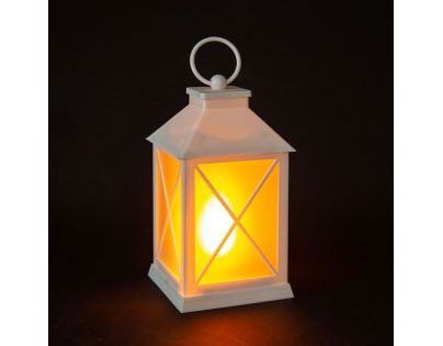 Solight LED vianočný lampáš biely, 20cm, časovač, 2x AA