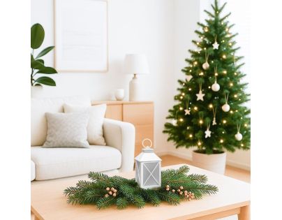 Solight LED vianočný lampáš biely, 20cm, časovač, 2x AA