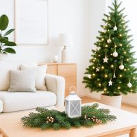 Solight LED vianočný lampáš biely, 20cm, časovač, 2x AA 3