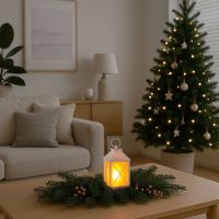 Solight LED vianočný lampáš biely, 20cm, časovač, 2x AA 4