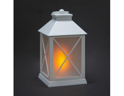 Solight LED vianočný lampáš biely, 20cm, časovač, 2x AA