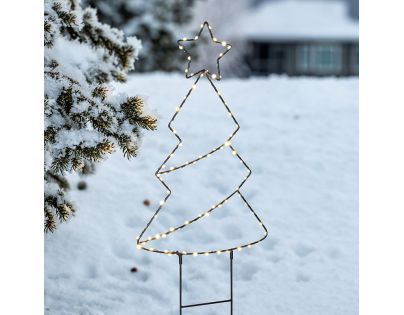 Solight LED vonkajšia dekorácia stromček, 85x LED, časovač, 68cm, 3x AA