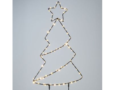 Solight LED vonkajšia dekorácia stromček, 85x LED, časovač, 68cm, 3x AA