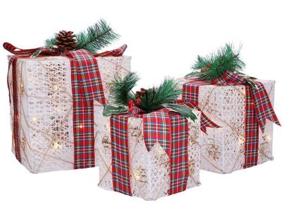 Solight Sada 3 LED vianočných darčekov, 48x LED, IP44