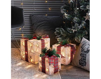 Solight Sada 3 LED vianočných darčekov, 48x LED, IP44