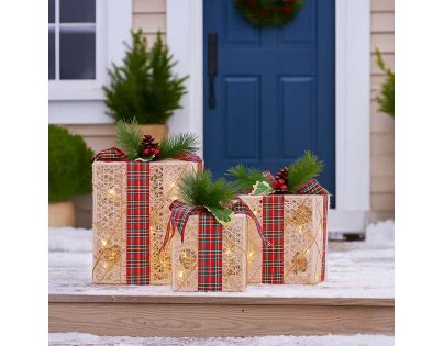 Solight Sada 3 LED vianočných darčekov, 48x LED, IP44