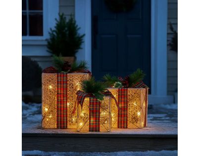 Solight Sada 3 LED vianočných darčekov, 48x LED, IP44