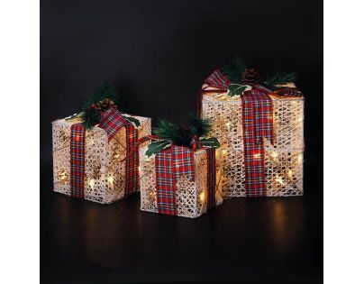 Solight Sada 3 LED vianočných darčekov, 48x LED, IP44