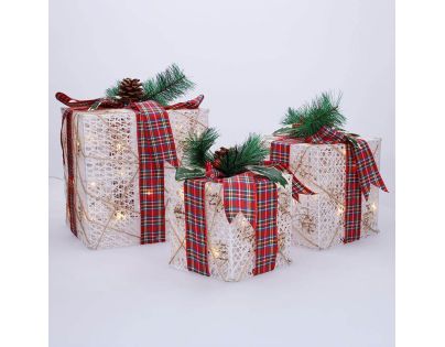 Solight Sada 3 LED vianočných darčekov, 48x LED, IP44