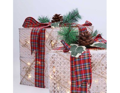 Solight Sada 3 LED vianočných darčekov, 48x LED, IP44