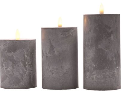 Solight Sada LED sviečok s časovačom, 3ks, 10,13,15cm, sivá, 2x AA