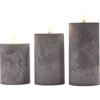 Solight Sada LED sviečok s časovačom, 3ks, 10,13,15cm, sivá, 2x AA