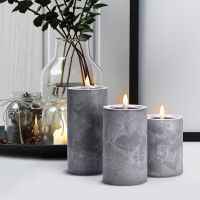 Solight Sada LED sviečok s časovačom, 3ks, 10,13,15cm, sivá, 2x AA 2