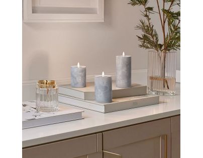 Solight Sada LED sviečok s časovačom, 3ks, 10,13,15cm, sivá, 2x AA