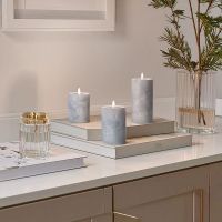 Solight Sada LED sviečok s časovačom, 3ks, 10,13,15cm, sivá, 2x AA 3