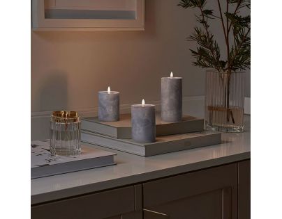 Solight Sada LED sviečok s časovačom, 3ks, 10,13,15cm, sivá, 2x AA