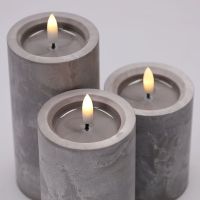 Solight Sada LED sviečok s časovačom, 3ks, 10,13,15cm, sivá, 2x AA 5