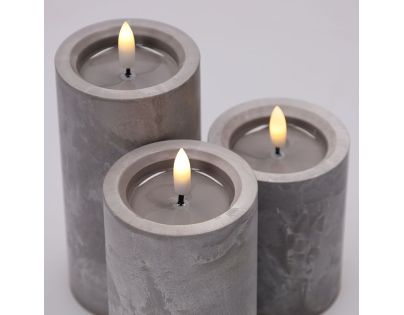 Solight Sada LED sviečok s časovačom, 3ks, 10,13,15cm, sivá, 2x AA