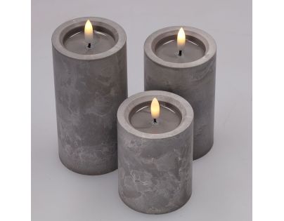 Solight Sada LED sviečok s časovačom, 3ks, 10,13,15cm, sivá, 2x AA