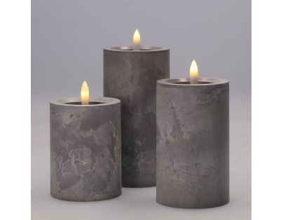 Solight Sada LED sviečok s časovačom, 3ks, 10,13,15cm, sivá, 2x AA