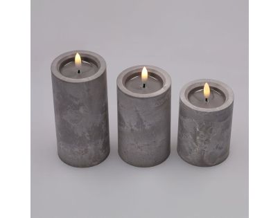 Solight Sada LED sviečok s časovačom, 3ks, 10,13,15cm, sivá, 2x AA