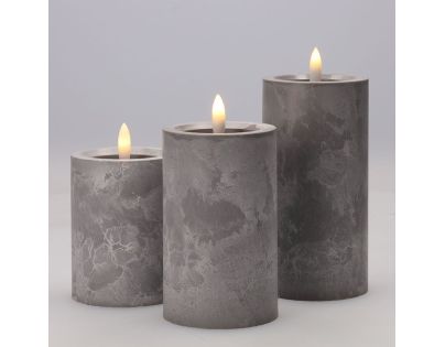 Solight Sada LED sviečok s časovačom, 3ks, 10,13,15cm, sivá, 2x AA