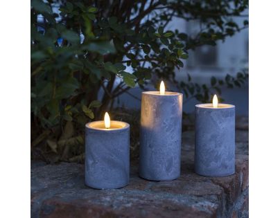 Solight Sada LED sviečok s časovačom, 3ks, 10,13,15cm, sivá, 2x AA