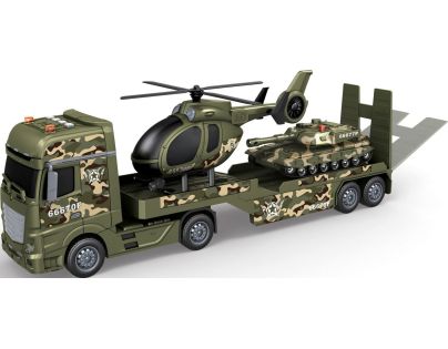 Sparkys CITY SERVICE CAR - 1:12 Vojenský ťahač s vrtuľníkom a tankom