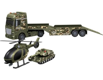 Sparkys CITY SERVICE CAR - 1:12 Vojenský ťahač s vrtuľníkom a tankom