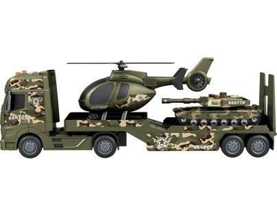Sparkys CITY SERVICE CAR - 1:12 Vojenský ťahač s vrtuľníkom a tankom