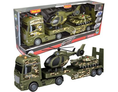 Sparkys CITY SERVICE CAR - 1:12 Vojenský ťahač s vrtuľníkom a tankom