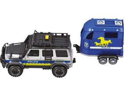 Sparkys CITY SERVICE CAR - 1:14 - Policajné auto s prívesom a koňom (so zvukom a svetlami)