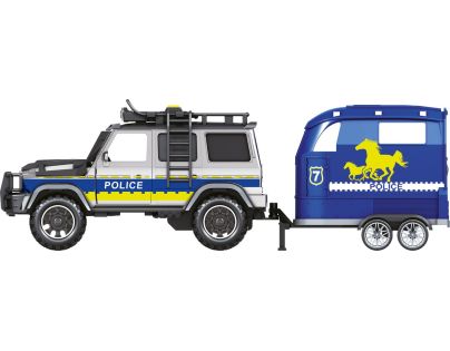 Sparkys CITY SERVICE CAR - 1:14 - Policajné auto s prívesom a koňom (so zvukom a svetlami)