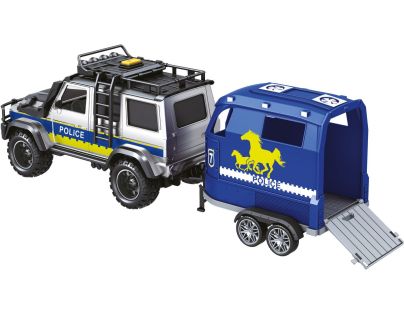 Sparkys CITY SERVICE CAR - 1:14 - Policajné auto s prívesom a koňom (so zvukom a svetlami)