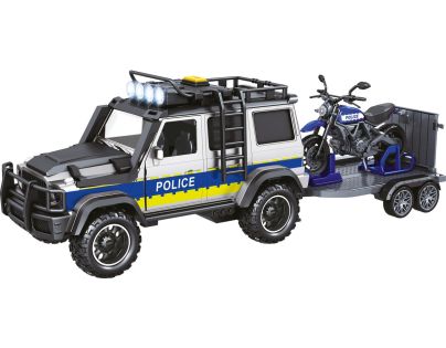 Sparkys CITY SERVICE CAR - 1:14 - Policajné auto s prívesom a motorkou (so zvukom a svetlami)