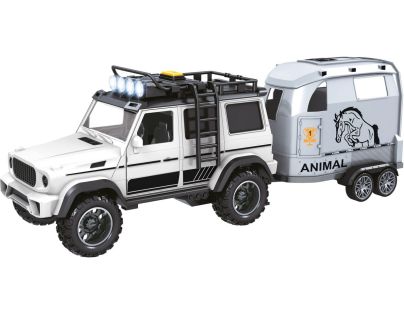 Sparkys CITY SERVICE CAR - 1:14 - Terénne vozidlo s prívesom a koňom (so zvukom a svetlami)